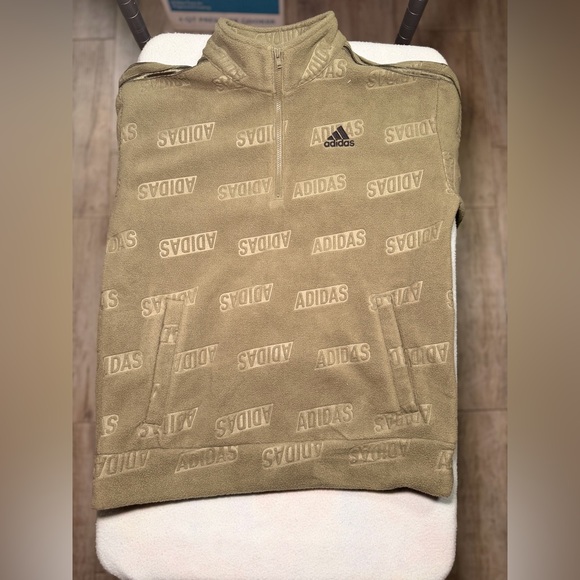 Adidas Men's Zip-Up Beige Sweater - Picture 3 of 5